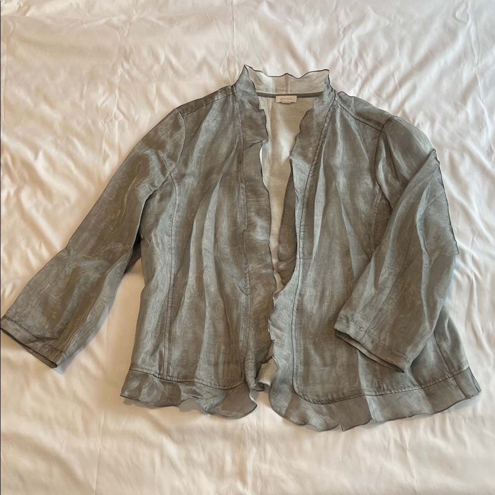Chico's Light Gray Sheer Jacket - image 1